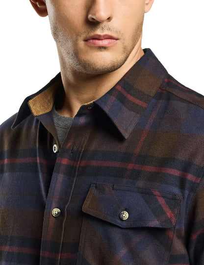 CQR Men's All Cotton Flannel Shirt, Long Sleeve Casual Button Up Plaid Shirt, Brushed Soft Outdoor Shirts X-Small Plaid Woods Night