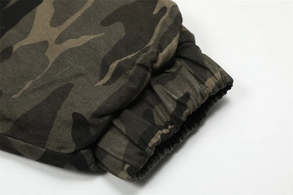 American Retro Camouflage Hooded Cotton Jacket For Men