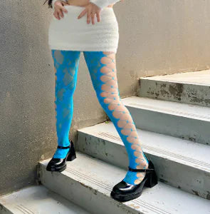 Thin Hollow Flower Print Stockings Base