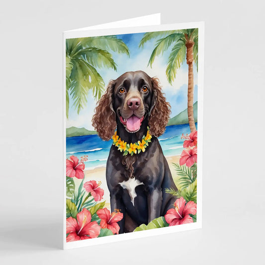 American Water Spaniel Luau Greeting Cards Pack of 8