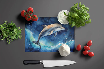 Dolphin in a Starry Sea Glass Cutting Board