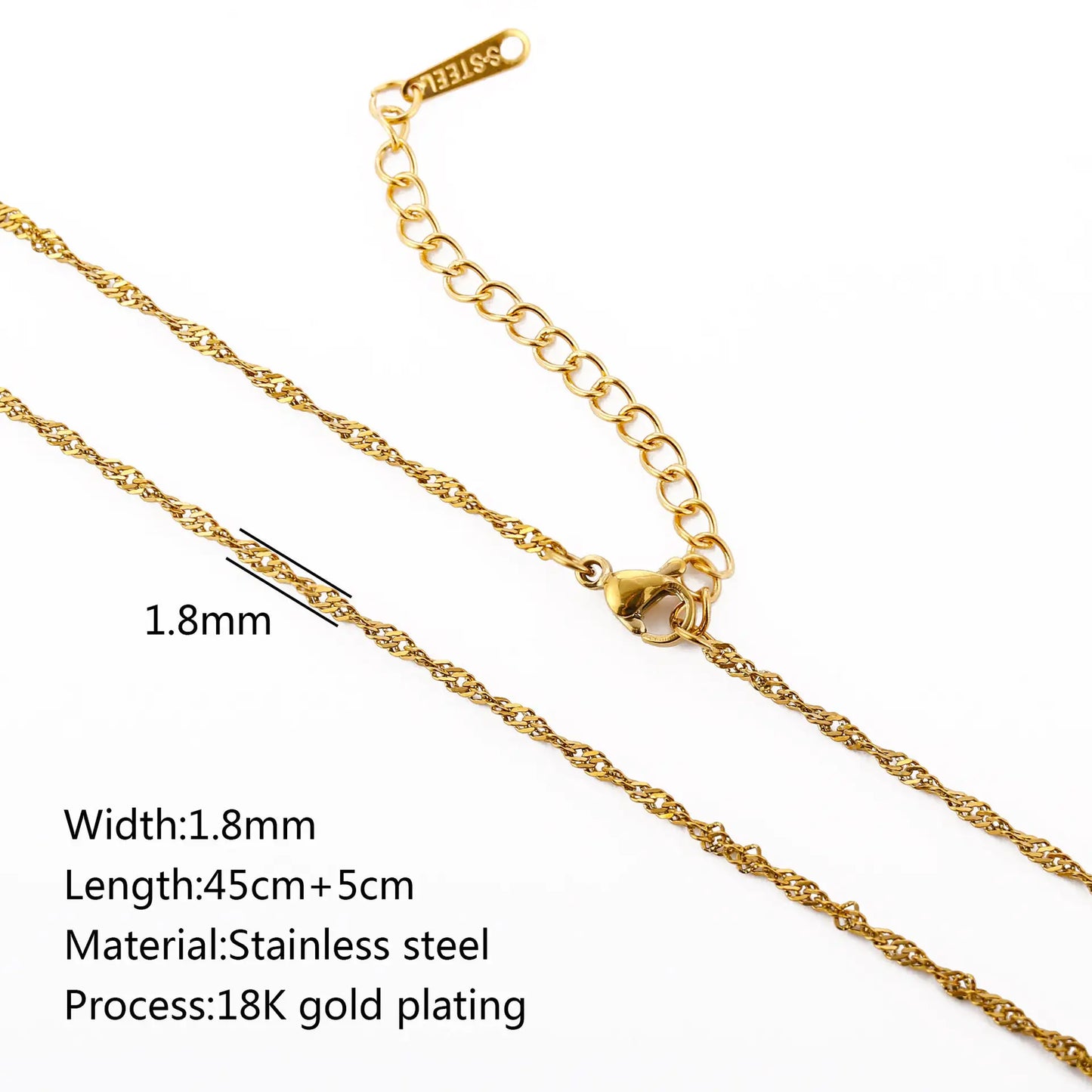 Stainless Steel Vacuum Vapor Plating 18K Gold Color Protection Lip Chain Accessories