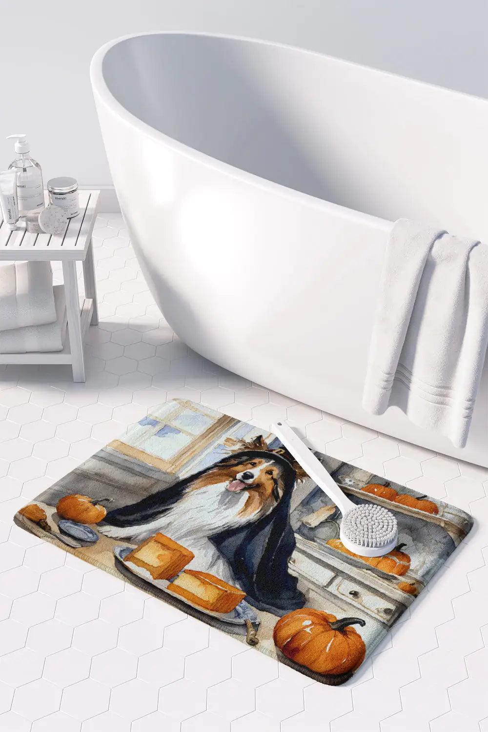 Sheltie Fall Kitchen Pumpkins Memory Foam Kitchen Mat