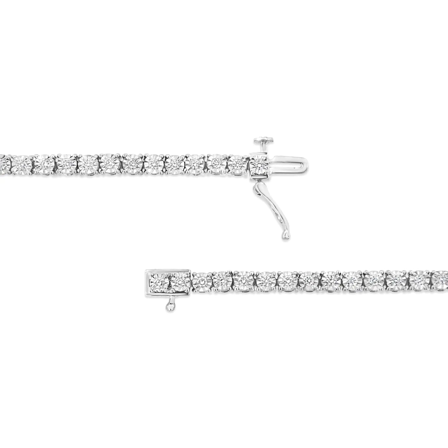 .925 Sterling Silver Lab Grown Diamond Illusion-Set Miracle Plate Tennis Bracelet - 7.25" Inches