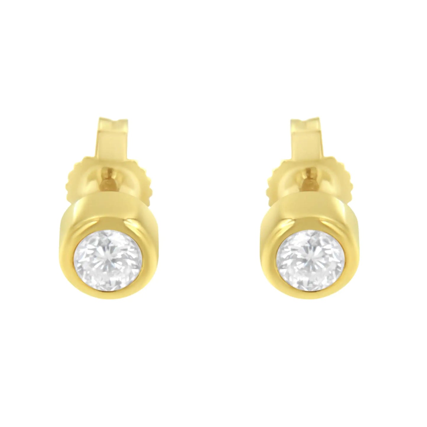 10K Gold 0.30 Cttw Round Brilliant-Cut Near Colorless Diamond Bezel-Set Stud Earrings (H-I Color, I1-I2 Clarity)