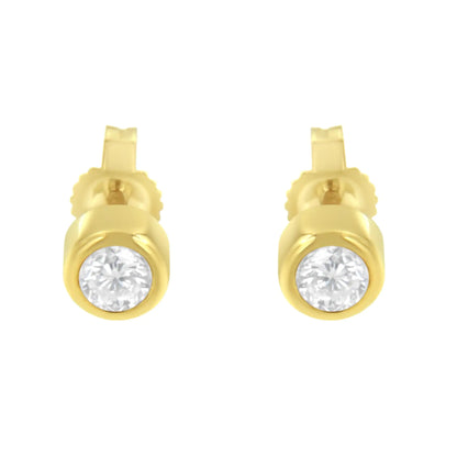 10K Gold 0.30 Cttw Round Brilliant-Cut Near Colorless Diamond Bezel-Set Stud Earrings (H-I Color, I1-I2 Clarity)