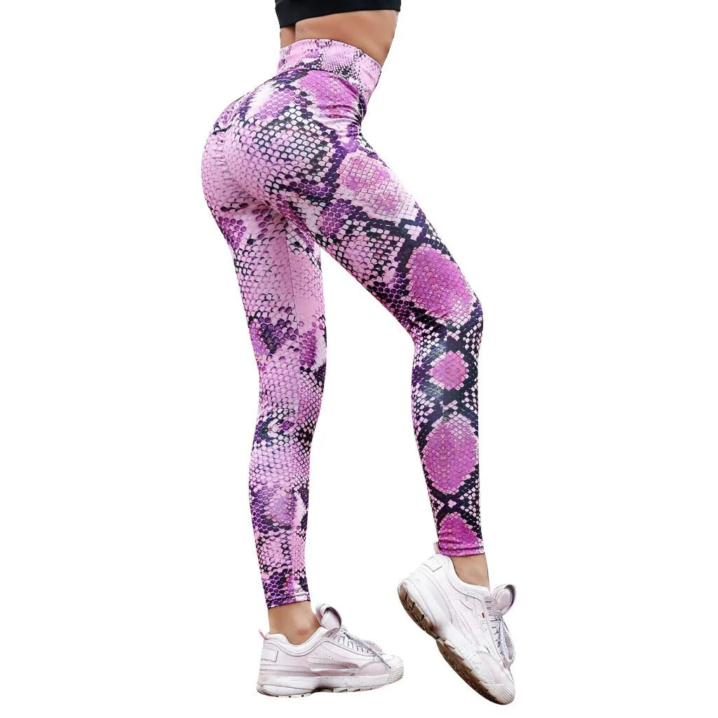 High Waist Snake Print Bum Scrunch Leggings