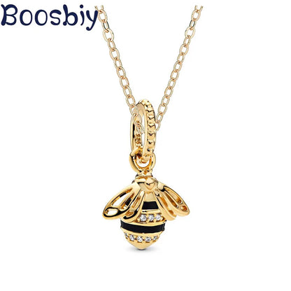 Accented Fat Bee Pendant With Chain