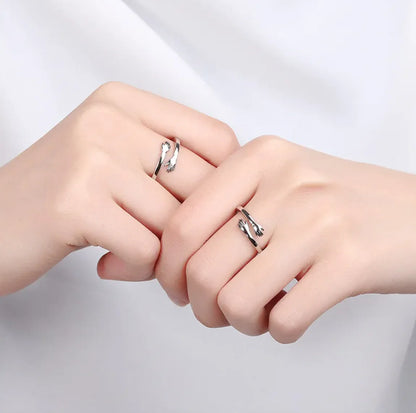 S925 Silver Couple Hug Ring