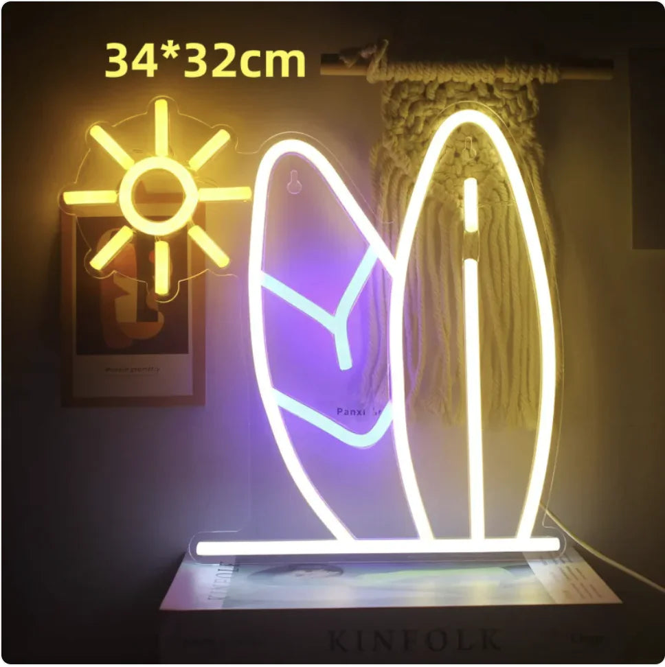 LED Neon Light Spaceman & Planet Wall Decor