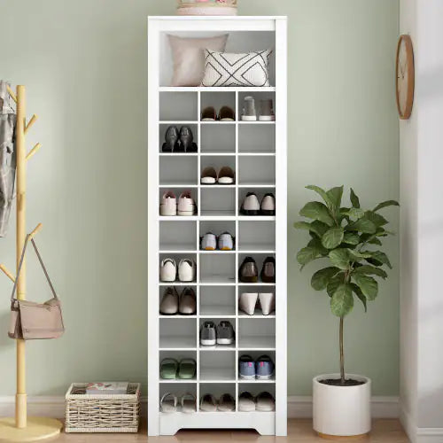 Stylish Design 30 Shoe Cabinet Console, Modern Shoe Cabinet, Multiple Storage Capacity, Self-standing High Cabinet, Suitable For Hallway, Bedroom, White