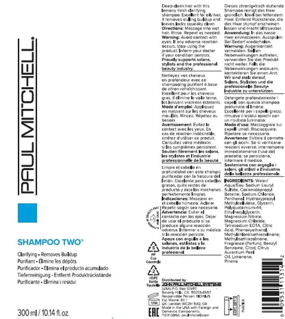 Paul Mitchell Shampoo Two, Clarifying, Removes Buildup, For All Hair Types, Especially Oily Hair 10.14 fl. oz.