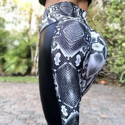 High Waist Leggings mit Schlangenprint