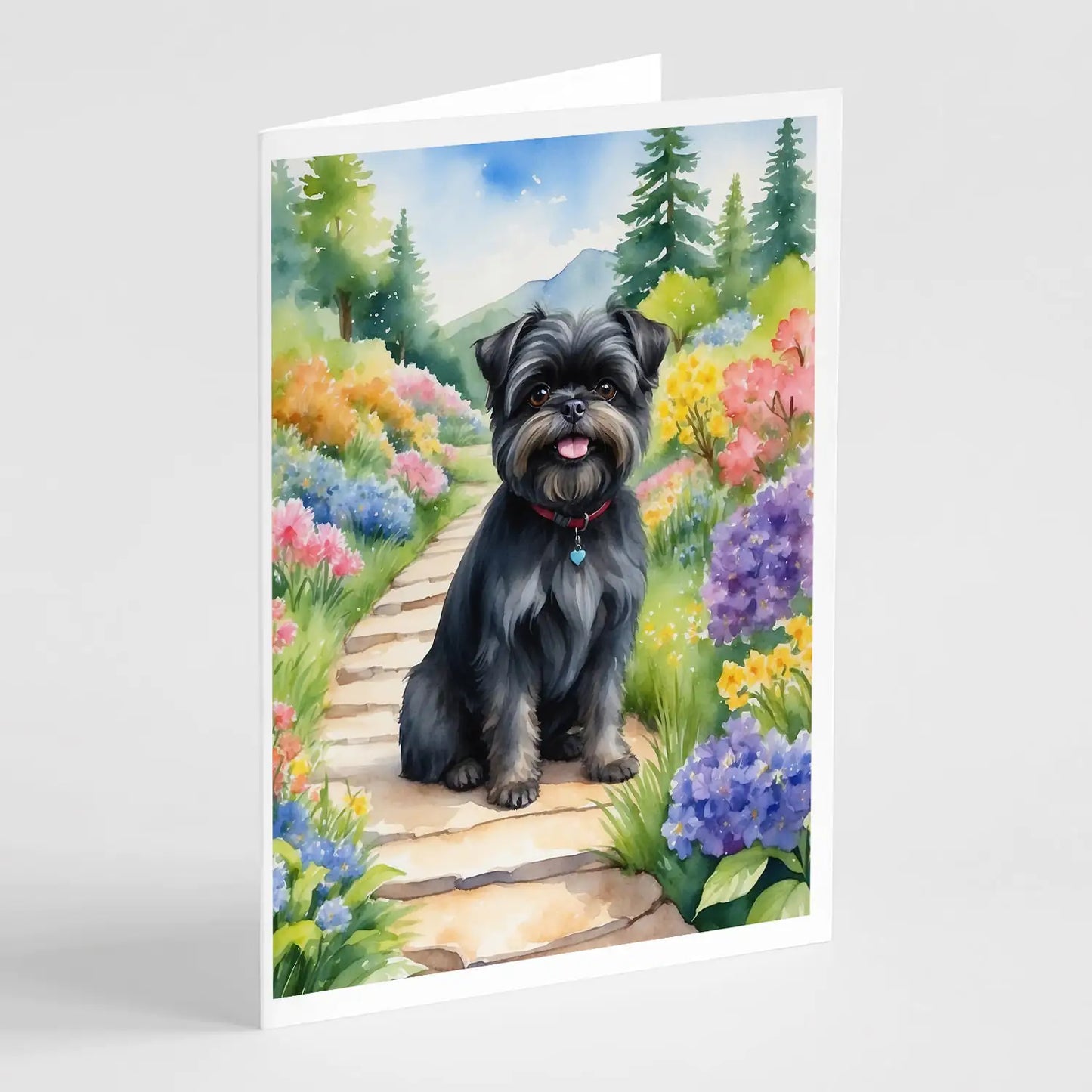 Affenpinscher Spring Garden Greeting Cards Pack of 8