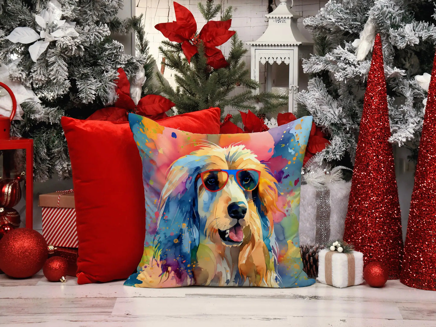 Afghan Hound Hippie Dawg Throw Pillow