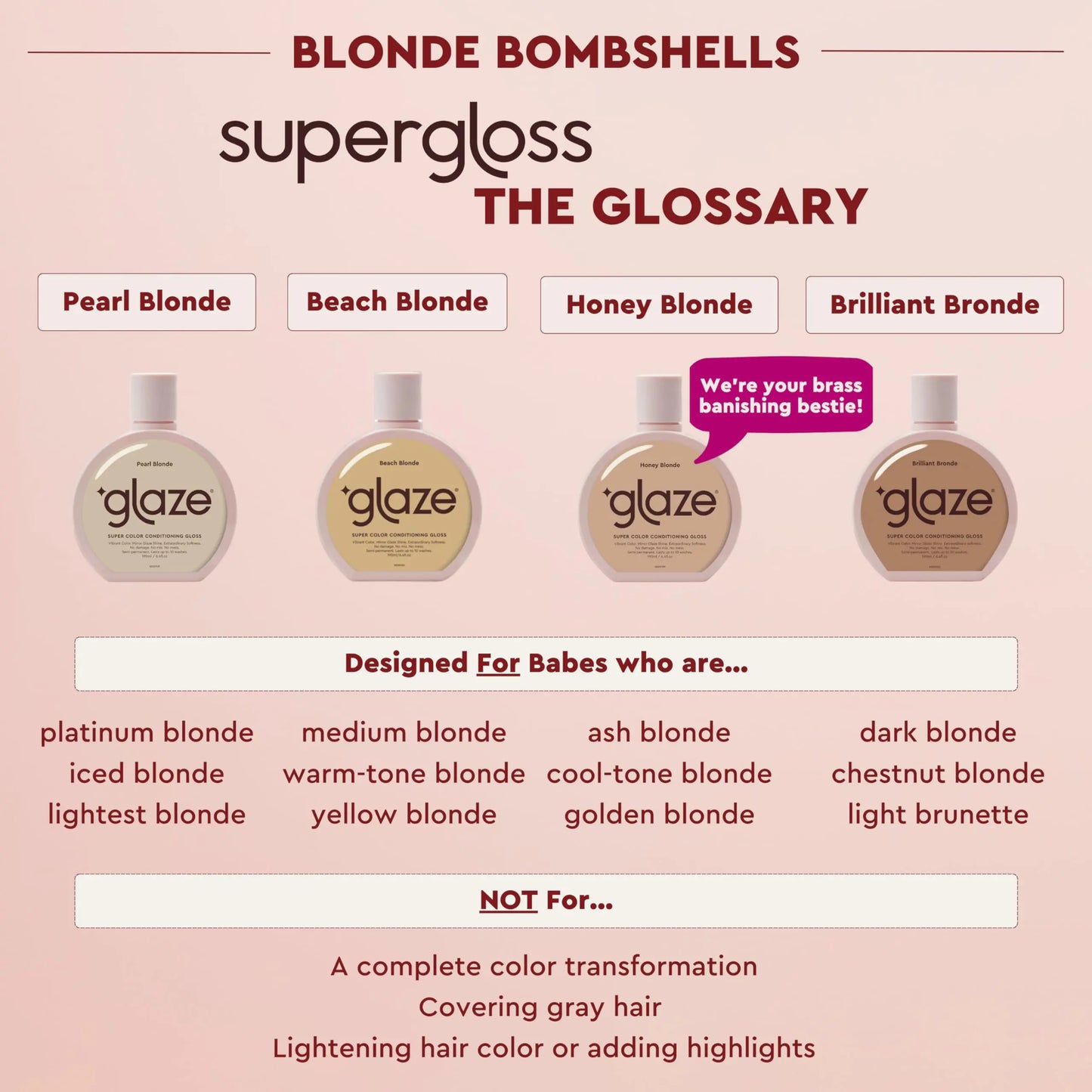 Glaze Super Gloss Color Conditioning Hair Gloss – Like a Tinted Moisturizer for Warm Blonde Hair – Boosts Color, Repairs the Look of Damage & Adds Mirror Shine – Beach Blonde, 6.4 oz