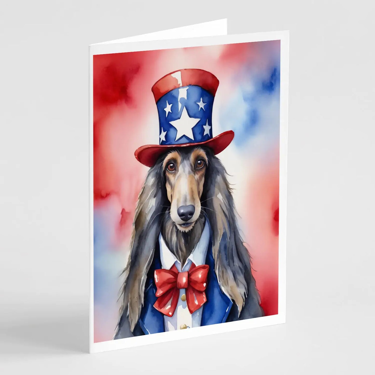 Afghan Hound Patriotic American Greeting Cards Pack of 8