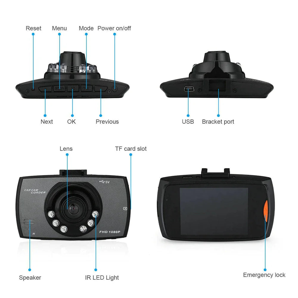 2.7'' Full HD 1080P Dash Cam Car DVR Front & Rear Camera Night Vision G-Sensor