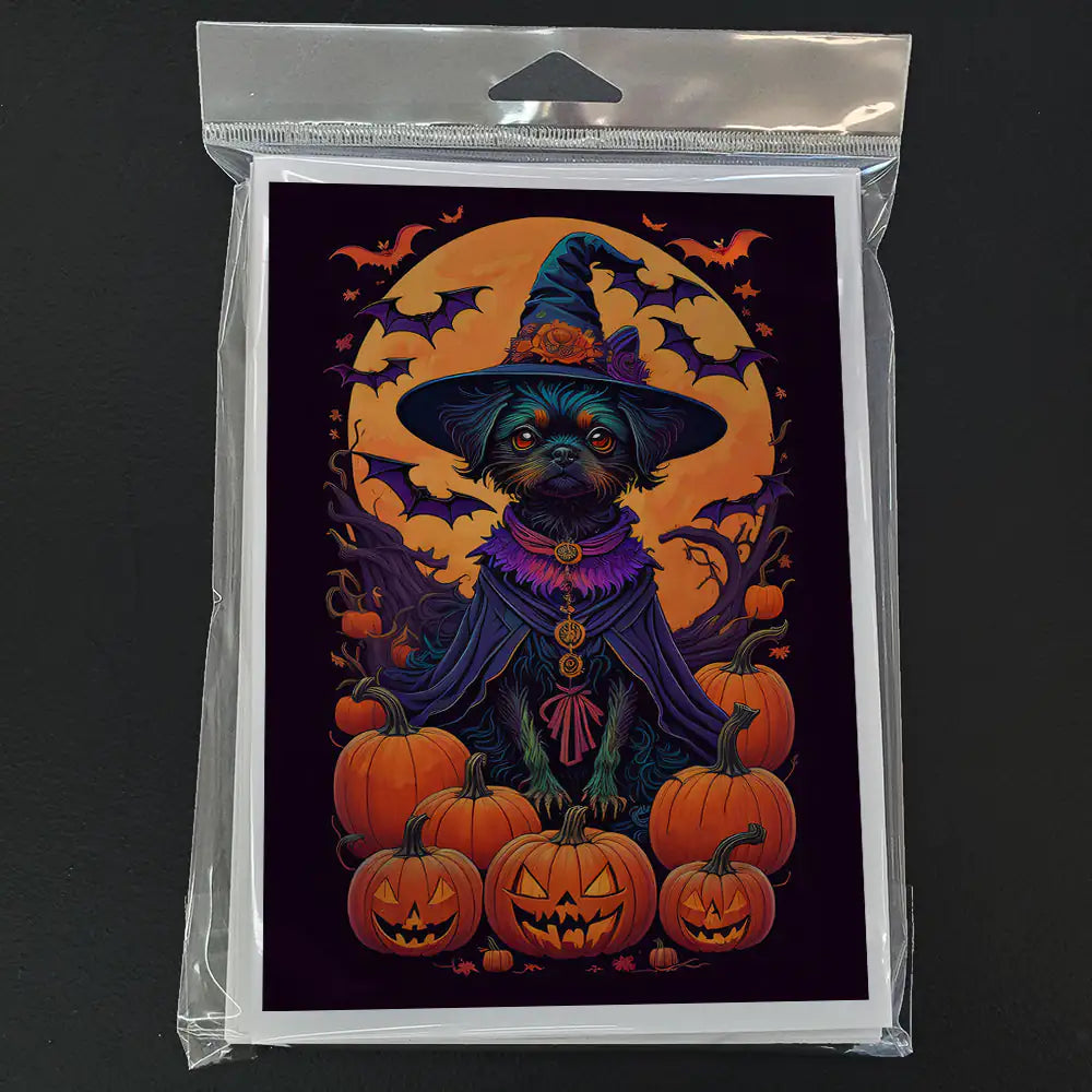 Affenpinscher Witchy Halloween Greeting Cards Pack of 8