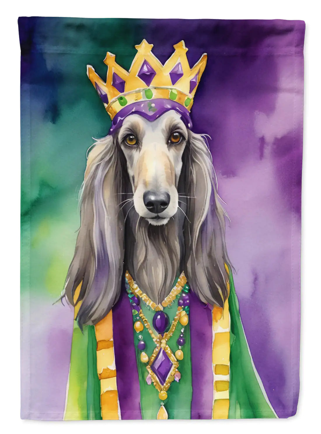 Afghan Hound King of Mardi Gras House Flag