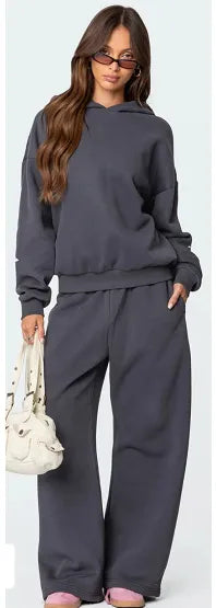 Fleece Hoodie Casual Sports Two-piece Set