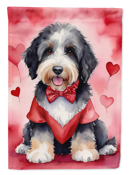 Bernedoodle My Valentine Garden Flag