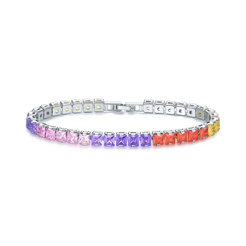 Clear Square Cubic Zirconia Tennis Bracelet