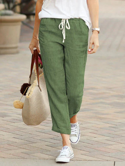 Women's Autumn Cotton Elastic Waist Pants