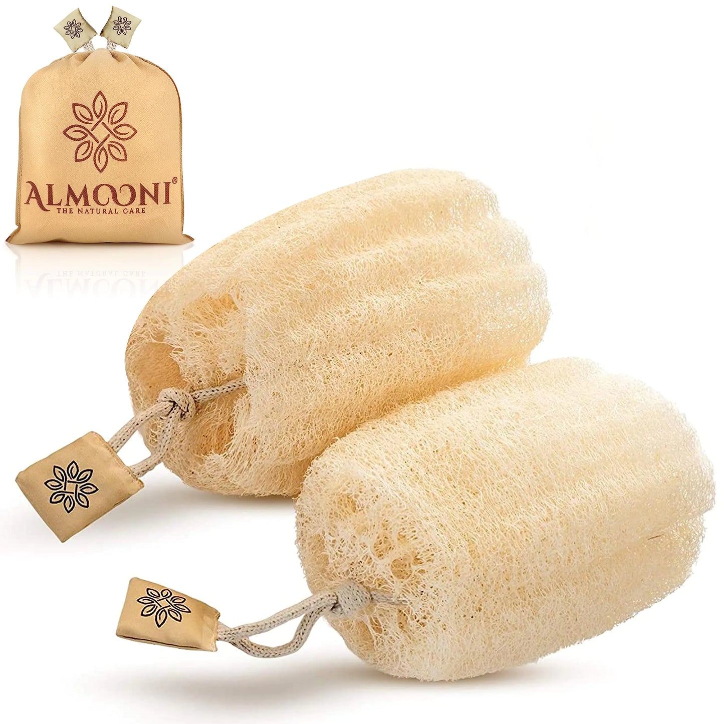 Almooni Egyptian Loofah Exfoliating Body Scrubber, Natural Real Egyptian Shower Loofah Sponge Body Scrubber for Women and Men, for Body and Face That Will Get You Clean - 2 Count (1 Pack) 2 Count (Pack of 1)