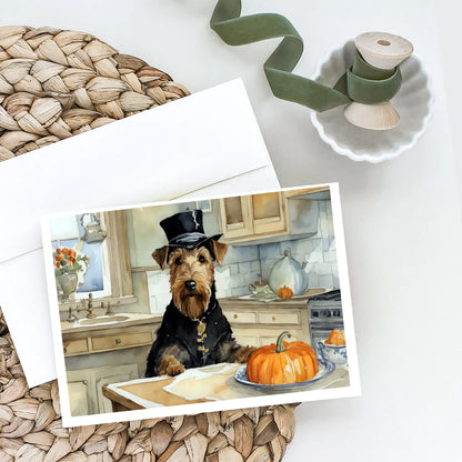 Airedale Terrier Fall Kitchen Pumpkins Greeting Cards Pack of 8