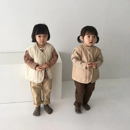 Kids' Warm Autumn/Winter Vest - Solid Color Jacket