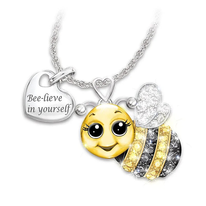 Bee Pendant With Heart & Chain