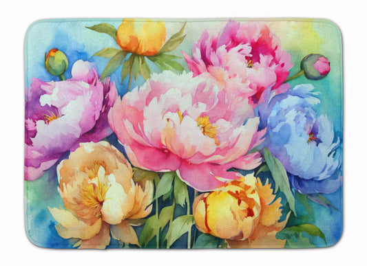 Peonies in Watercolor Memory Foam Kitchen Mat