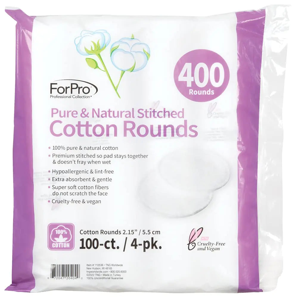 ForPro Professional Collection 100% Pure Cotton Rounds for Face Pack of 400 & Q-Tips 500 Count 100% Cotton Swabs for Beauty Care Cotton Pads + Cotton Swabs