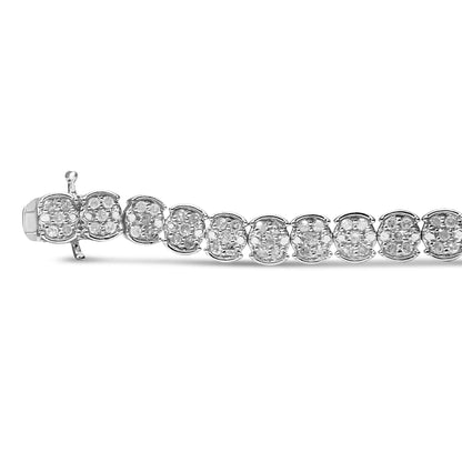 .925 Sterling Silber 2.0 Cttw Diamanten Cluster Link Armband (I-J Farbe, I2-I3 Reinheit) - Größe 7.25"