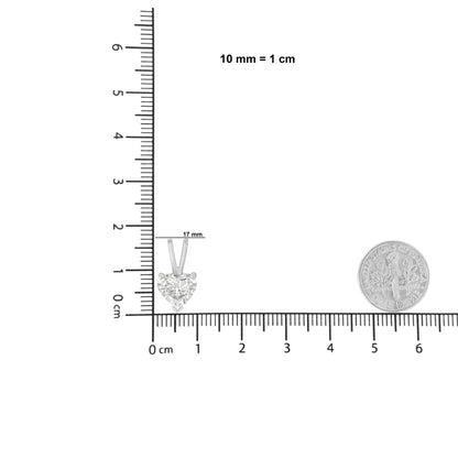 14K Weißgold 3-Krappenfassung Herzförmiger Solitär Anhänger mit im Labor gezüchtetem Diamanten, 18 Zoll (F-G Farbe, VS2-SI1 Reinheit)