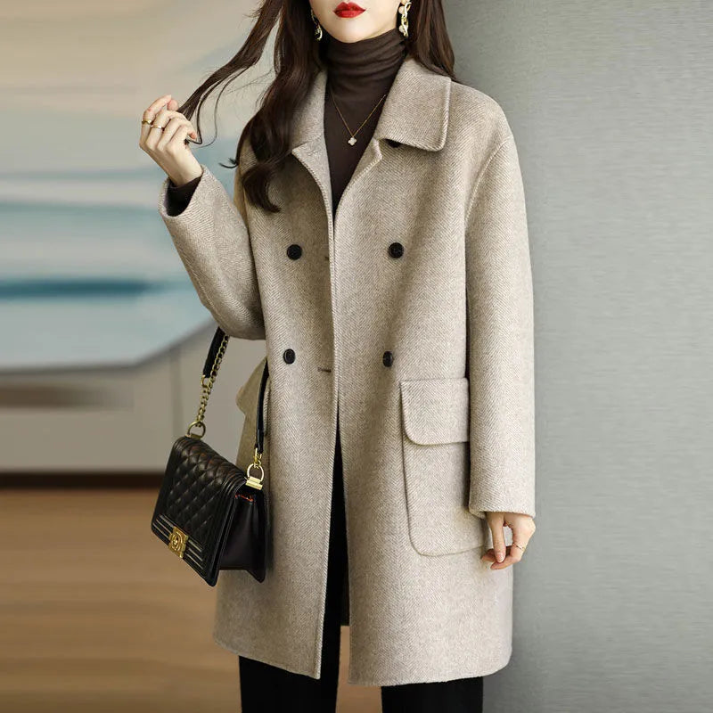 Slim Fit And Mid Length Woolen Coat Fashion