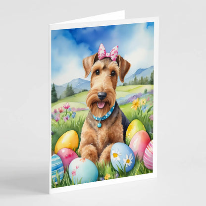 Airedale Terrier Easter Egg Hunt Greeting Cards Pack of 8