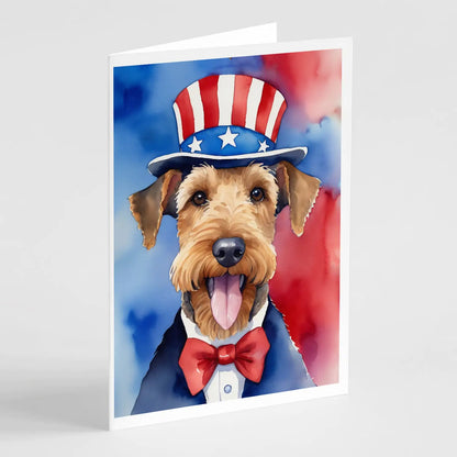 Airedale Terrier Patriotic American Greeting Cards Pack of 8