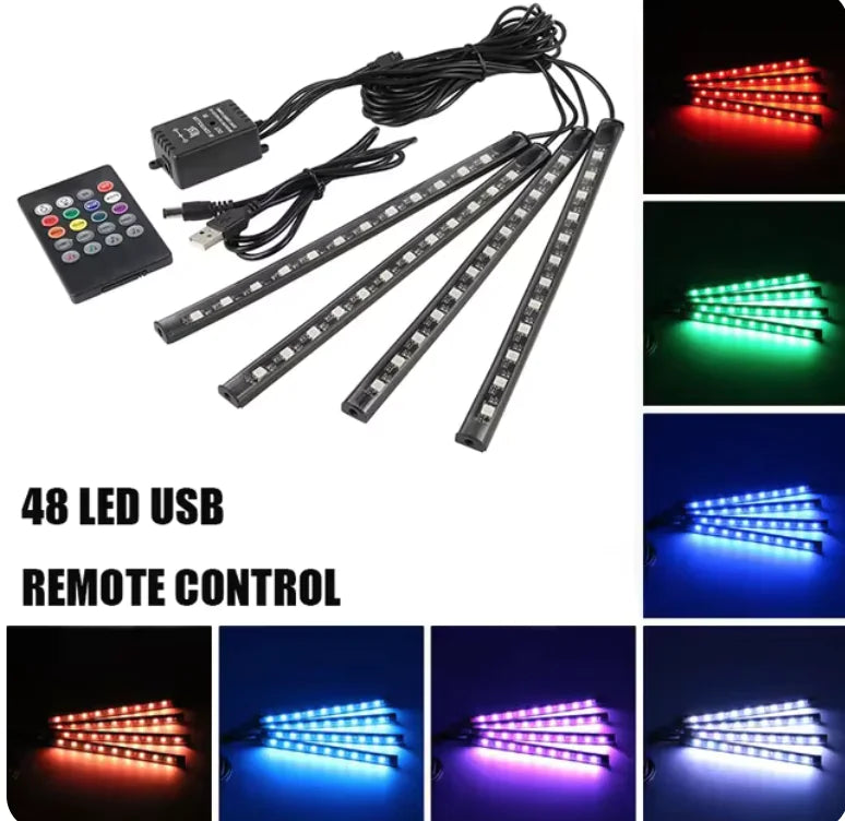 Luzes de LED Controladas por Música para Pés de Carro