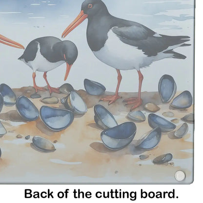 Oystercatchers Feeding Glass Cutting Board