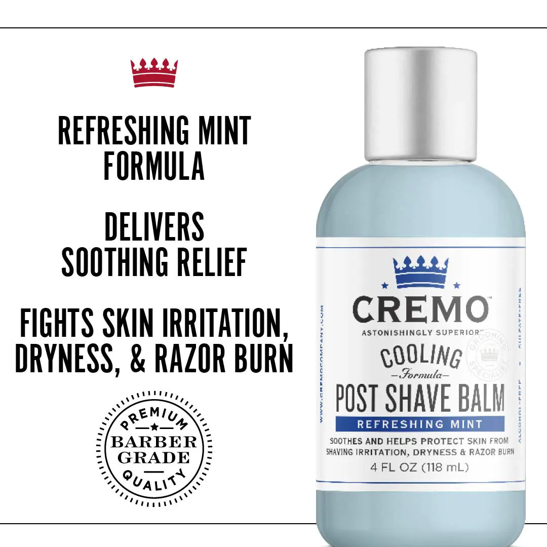 Cremo Astonishingly Superior Razor Refills, (4 Pack) & Cooling Formula Post Shave Balm, Soothes, Cools And Protects Skin From Shaving Irritation, Dryness and Razor Burn, 4 Oz Refills + Shave Balm