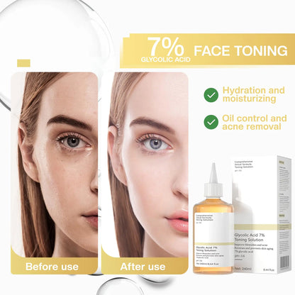 Glycolic Acid 7% Toning: Glycolic Acid Toner Keep The Skin Moist Exfoliate Exfoliating Serum for Face - Glycolic Acid 7% Suitable for Adults to Use at Home 240ml