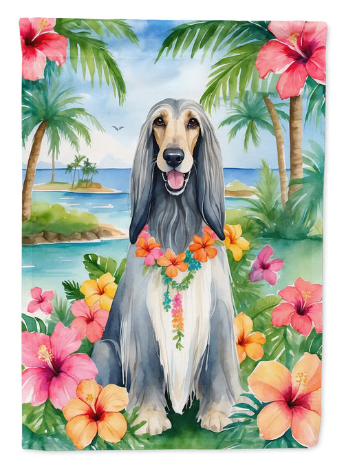 Afghan Hound Luau House Flag