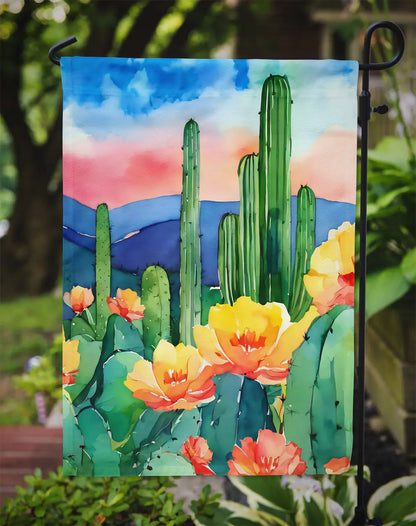 Arizona Saguaro Cactus Blossom in Watercolor Garden Flag