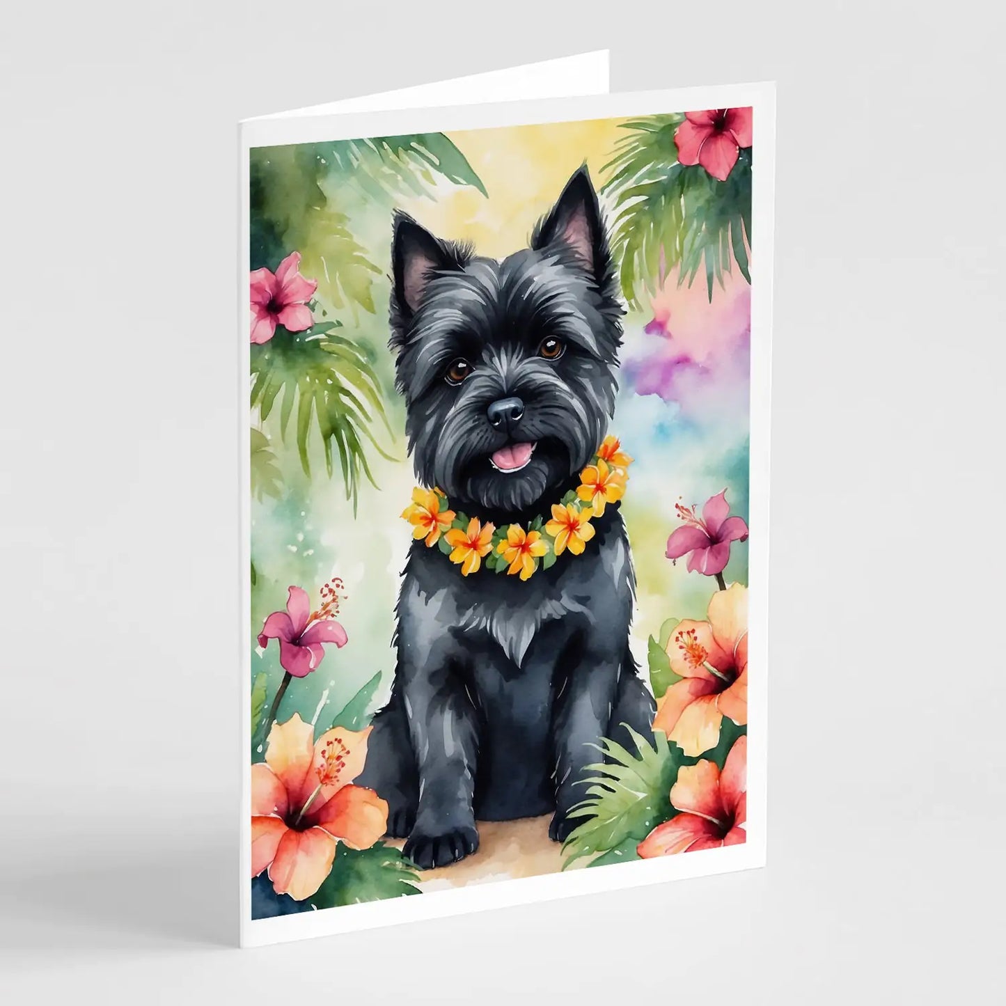 Cairn Terrier Luau Greeting Cards Pack of 8