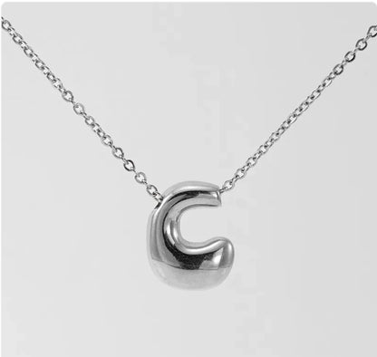 Women's Glossy Bubble Letter Pendant Necklace