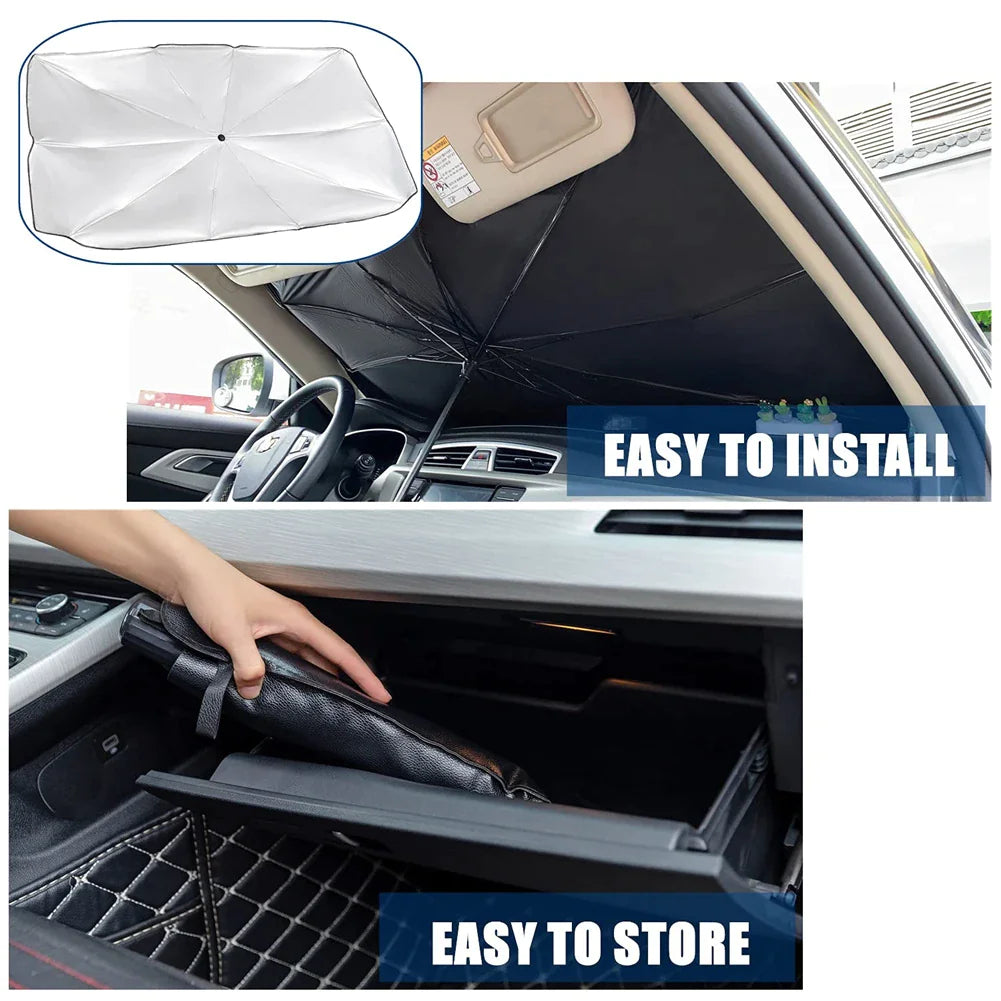 57" Car Windshield Sun Shade Foldable Umbrella Front Window Cover Visor Umbrella