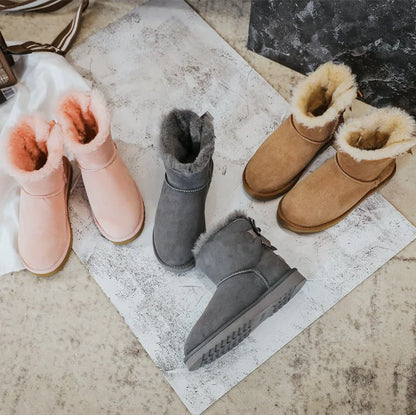 Sheepskin and wool all-in-one snow boots