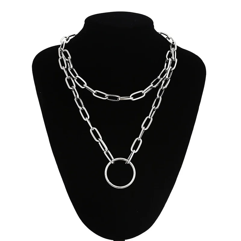 Double Layer Lock Chain Necklace